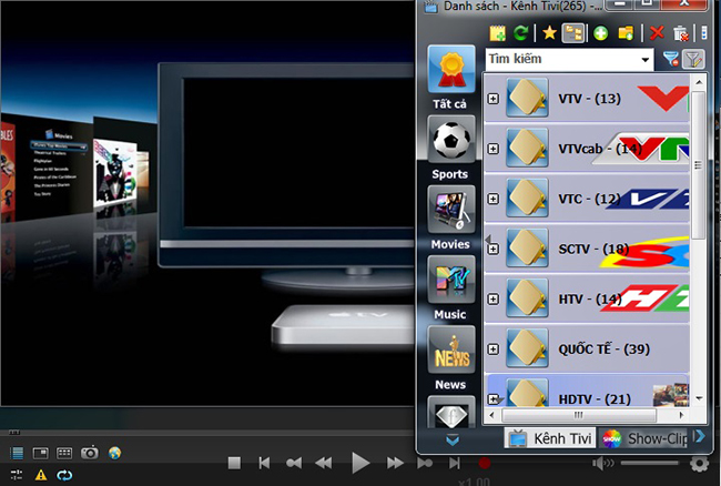 Phần mềm xem tivi trên máy tính Viet-SimpleTV