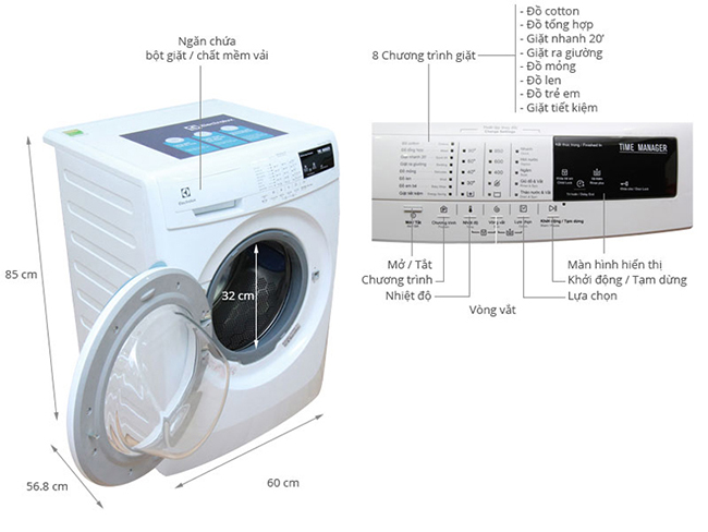 Máy giặt Electrolux 7 kg EWF80743
