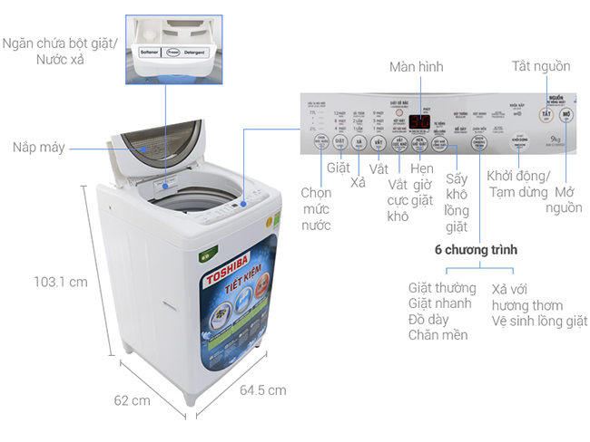 máy giặt Toshiba 9kg AW-G1000GV WG