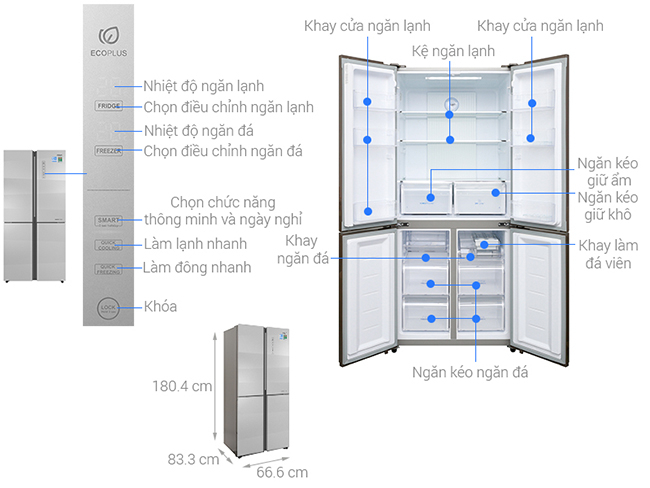 Tủ lạnh Aqua Inverter 516 lít AQR-IG525AM GS