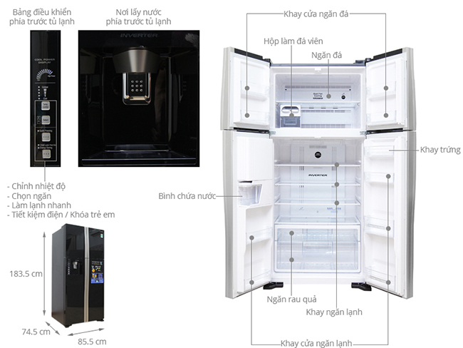 Tủ lạnh Hitachi 540 lít R-W660PGV3